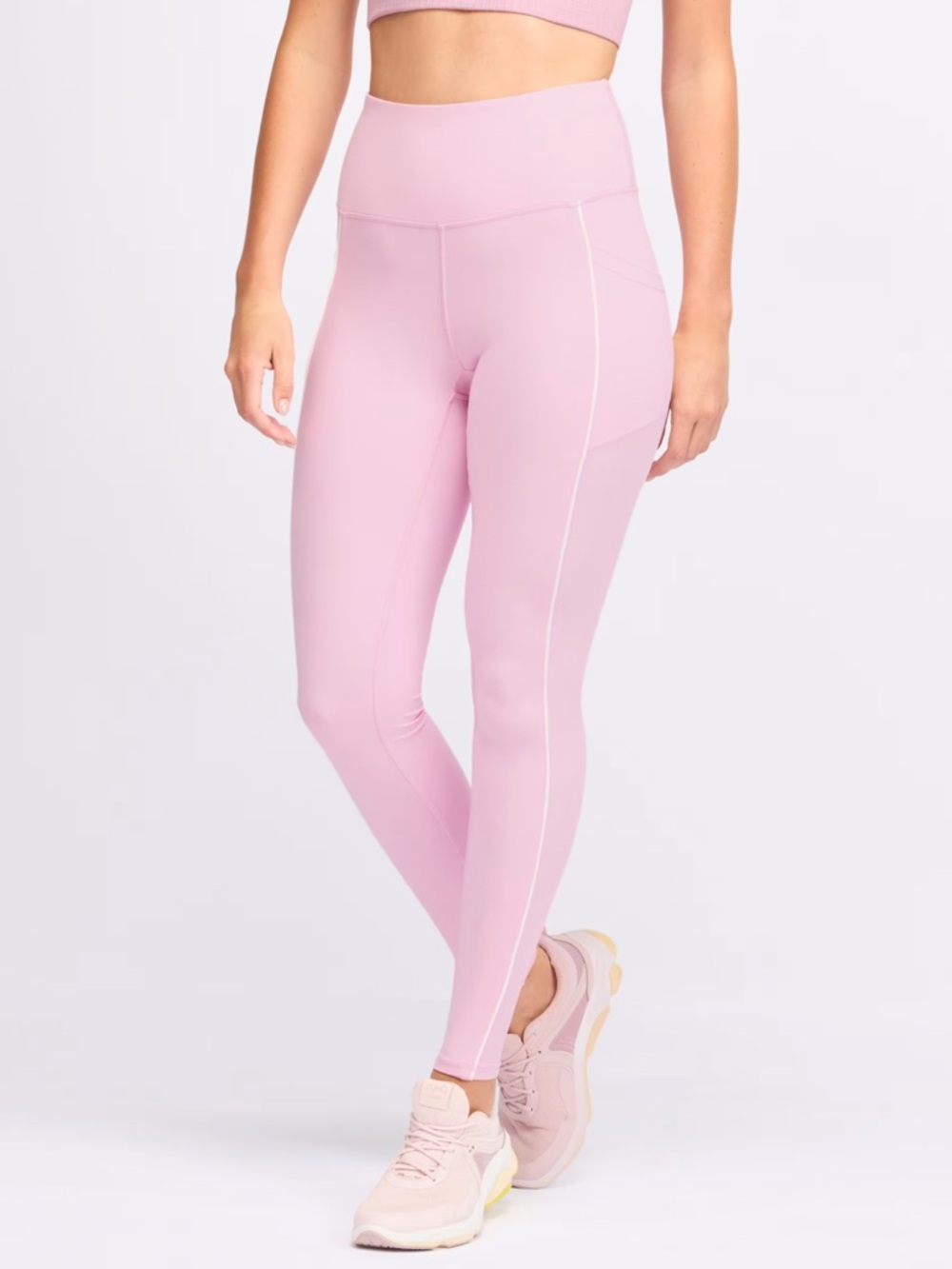 We Wander pink flexstretch pocket 7/8 legging with piping detail